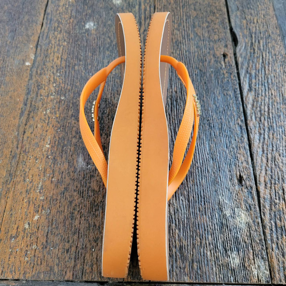 DKNY  'Madi' Orange Flip Flop Logo Thong Sandals - Picture 6 of 7